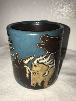 Design By Mara Mexico Art Pottery Stoneware Horses Large Coffee Tea Cup Mug