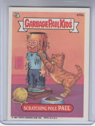 1987 Topps Garbage Pail Kids Series 10 Sticker Card 410a Scratching Pole Paul