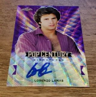 2019 Leaf Metal Pop Century Lorenzo Lamas Purple Wave Autograph 8/15 Made