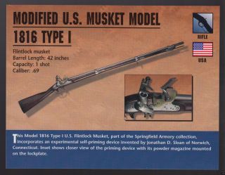 Modified U.  S.  Musket Model 1816 Type I Harpers Ferry M1816 Gun Atlas Photo Card