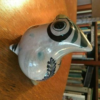 Vintage Signed TONALA Mexico Pottery bird Hand Painted awesome detail 3