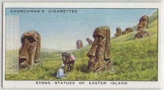 Moai Easter Island Monolithic Human Statues Vintage Trade Ad Card
