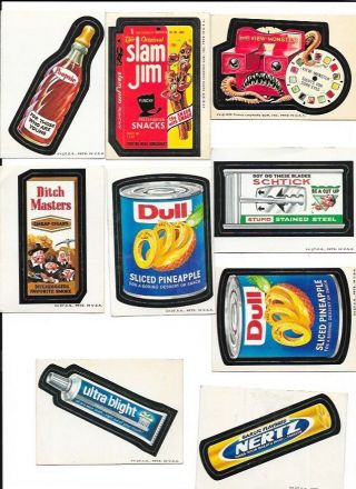9 Wacky Packages Stickers 1973 And 1975 White Backs Topps