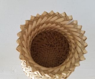 Handwoven Basket Tarahumara Indians,  Mexico,  Pine needle doubleweave 4.  5 inch 3