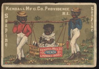 1880s Trade Card,  Kendall Mfg.  Co.  Providence,  R.  I.  French Laundry Soap,  Blacks