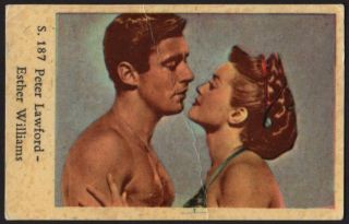 Peter Lawford & Esther Williams - 1957 Swedish S Set Movie Star Gum Card S.  187