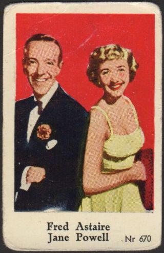 Fred Astaire & Jane Powell - 1956 Swedish Nr Set Movie Star Gum Card Nr 670