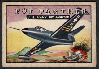 1952 Topps Wings 100,  F9f Panther,  U.  S.  Navy Jet Fighter,  Vg -