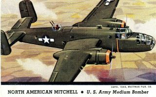 1944 Whitman Publishing Co.  Card North American Mitchell Us Army Medium Bomber