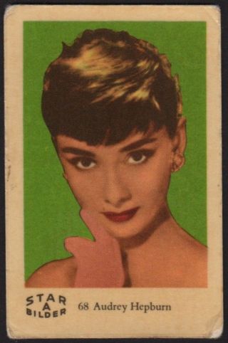 Audrey Hepburn - 1962 Vintage Swedish Star Bilder A Movie Star Gum Card 68