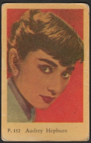 Audrey Hepburn - 1958 Vintage Swedish P Set Movie Star Gum Card P.  152