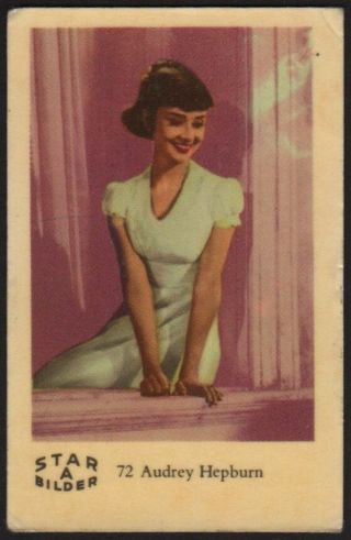 Audrey Hepburn - 1962 Vintage Swedish Star Bilder A Set Movie Star Gum Card 72
