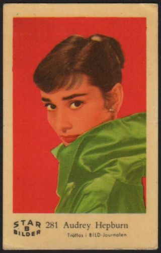 Audrey Hepburn - 1962 Vintage Swedish Star Bilder B Set Movie Star Gum Card 281