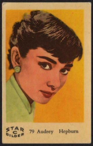 Audrey Hepburn - 1962 Vintage Swedish Star Bilder C Set Movie Star Gum Card 79
