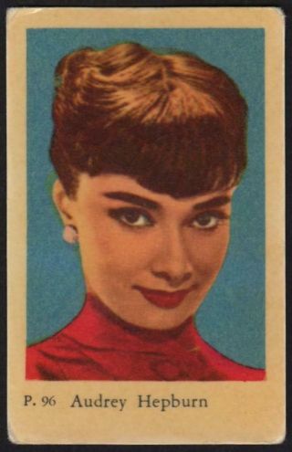 Audrey Hepburn - 1958 Vintage Swedish P Set Movie Star Gum Card P.  96