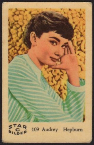 Audrey Hepburn - 1962 Vintage Swedish Star Bilder C Set Movie Star Gum Card 109