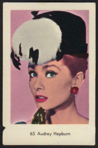 Audrey Hepburn - 1964 Vintage Swedish Numbered Set 1 Movie Star Gum Card 65