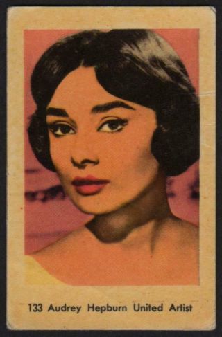 Audrey Hepburn - 1964 Vintage Swedish Numbered Set 2 Movie Star Gum Card 133