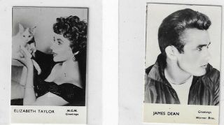 1956 Anonymous 2 Cards Elizabeth Taylor,  James Dean Annonymous Rare Set