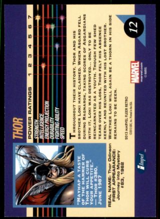 2013 Fleer Retro Marvel 1992 Impel Marvel Universe 12 Thor 2
