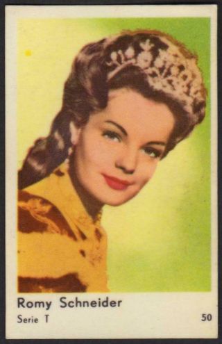 Romy Schneider - 1958 Vintage Swedish Serie T Movie Star Gum Card 50