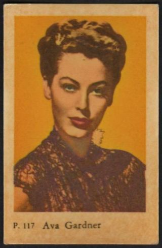 Ava Gardner - 1958 Vintage Swedish P Set Movie Star Gum Card P.  117