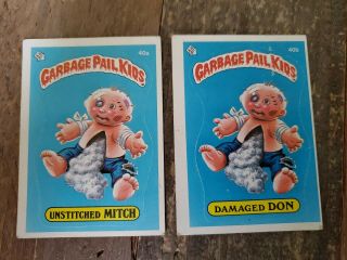 1985 Topps Gpk Garbage Pail Kids 1st Series 40a Unstitched Mitch 40b Don