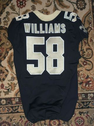 Kevin Williams Pre - Season Issued 58 Orleans Saints Game Jersey Sz46 Hof