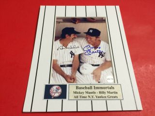 Mickey Mantle And Billy Martin Signed 5x7 Photo With Certificate Of Authenticity