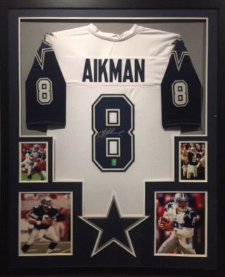 Troy Aikman Framed Jersey Gtsm Autographed Signed Dallas Cowboys