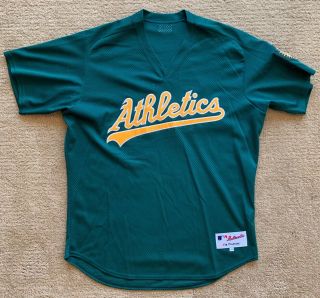 Oakland Athletics 40 Majestic Team - Issued Green Batting Practice Jersey Size 48