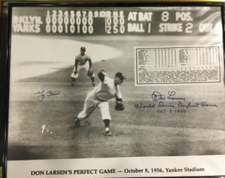 Don Larsen & Yogi Berra Perfect Game Signed Framed 16x20 Photo - The Game Auth