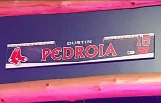 Dustin Pedroia Game Locker Room Name Tag Red Sox Superstar Mlb Auth