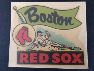 Vintage 1950s Rare Boston Red Sox Transfer Window Decal Goldfarb Novelty Co