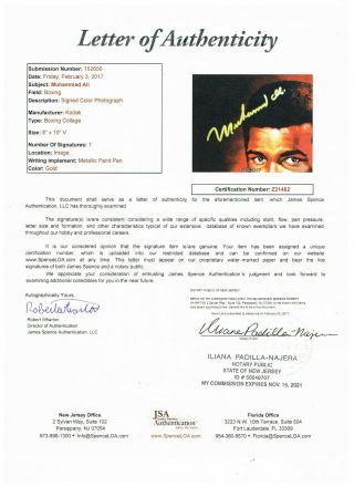 Muhammad Ali Signed Photo Portrait,  JSA Certification.  In Person Autograph 8x10 4