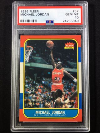Michael Jordan 1986 Fleer Rc Rookie 57 Psa 10 Gem Paperwork