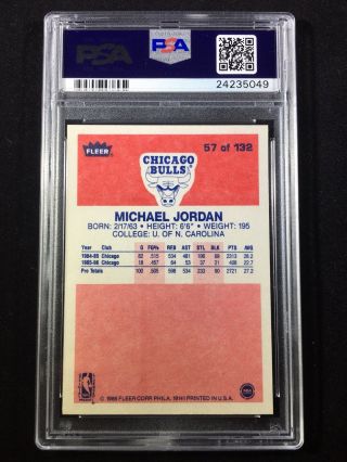 Michael Jordan 1986 Fleer RC Rookie 57 PSA 10 Gem Paperwork 2