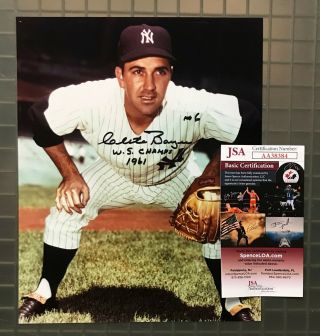 Clete Boyer " 1961 Ws Champs " Signed 8x10 Photo Autographed Jsa Yankees