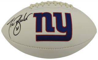 Giants Tiki Barber Authentic Signed White Panel Logo Football Bas Witnessed