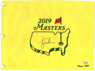 Tiger Woods Autographed 2019 Masters Pin Flag Upper Deck
