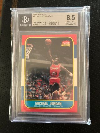 1986 Fleer Basketball Michael Jordan Rookie Rc 57 Bgs 8.  5 Nm - Mt,  (9,  9,  8.  5,  8.  5)