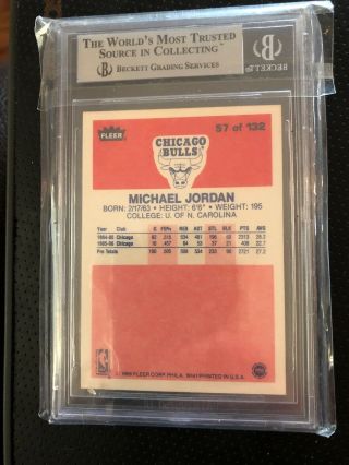 1986 Fleer Basketball Michael Jordan ROOKIE RC 57 BGS 8.  5 NM - MT,  (9,  9,  8.  5,  8.  5) 2