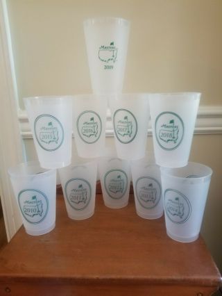 10 Years Of Masters Tournament Plastic Frosted Souvenir Golf Cups 2010 - 2019