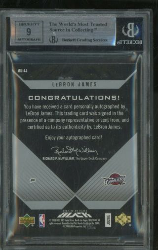 2007 - 08 UD Black LeBron James Cavaliers Silver Ink AUTO /25 BGS 8.  5 w/ 10 2