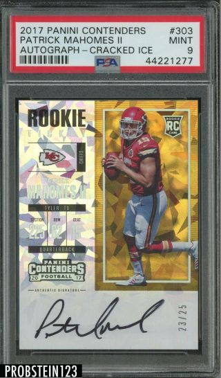 2017 Contenders Cracked Ice Rookie Ticket Patrick Mahomes Rc Auto /25 Psa 9
