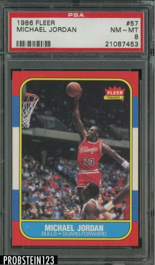 1986 Fleer 57 Michael Jordan Chicago Bulls Rc Rookie Hof Psa 8 Pack Fresh