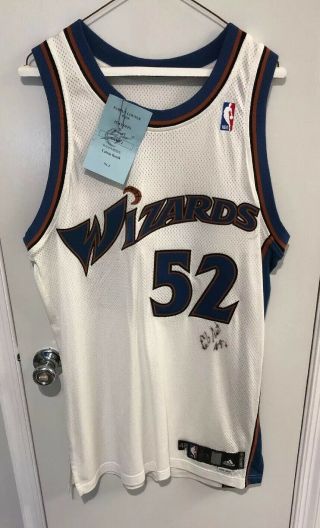 Calvin Booth 52 (washington Wizards) (signed) Game Worn Jersey Playoffs Size 48