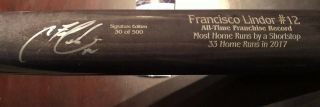 Francisco Lindor Autographed Marucci Baseball Bat Laser Engraved Hr Record Jsa