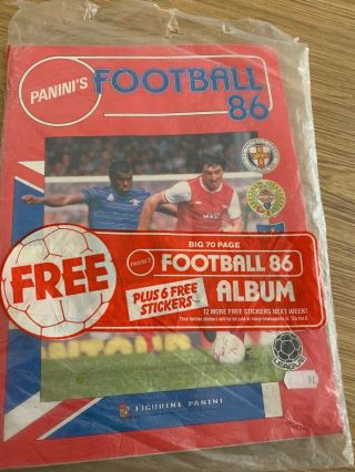 Vintage Panini Football 1986 Sticker Album 82 Complete In Plastic Bag