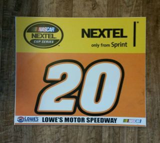 Tony Stewart 20 Nascar Raceused Pit Garage Board Sign Charlotte Lowe 